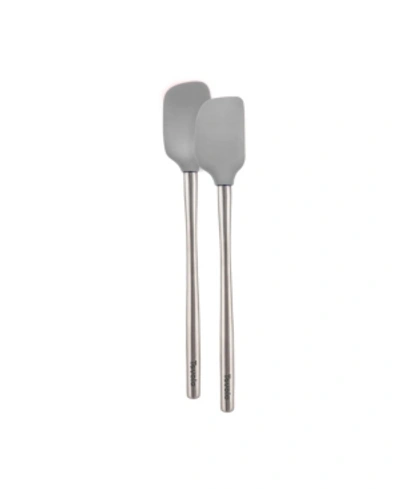 Tovolo Flex-core Stainless Steel Handled Mini Spatula & Spoonula Set In Oyster Gray