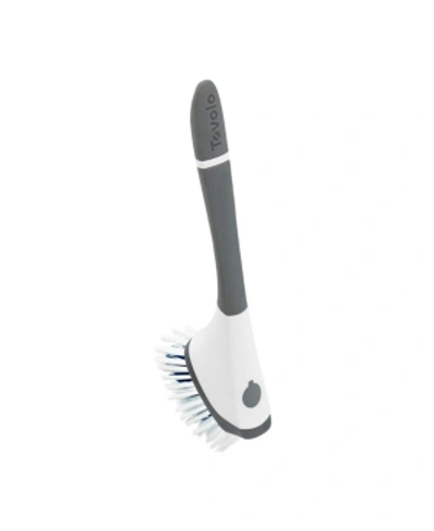 Tovolo Magnetic Dish Brush With Sturdy Nylon Bristles & Built-in Pan Scraper In Charcoal
