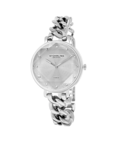 Stuhrling Women's Silver-tone Stainless Steel Link Chain Bracelet Watch 38mm