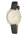 Laura Ashley Women's Cushion Case Sunray Dial Black Polyurethane Strap Watch 35mm In Black