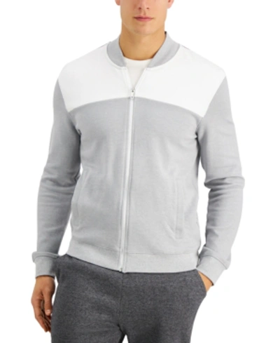 Alfani Men's Colorblocked Track Jacket, Created For Macy's In Light Grey