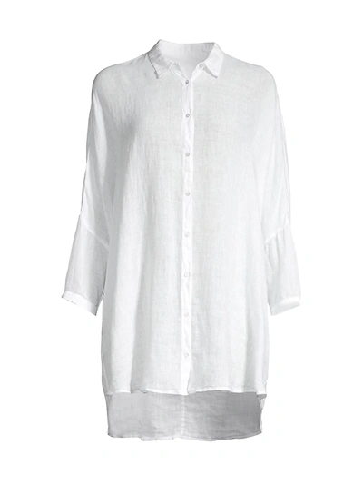 120% Lino Relaxed-fit Dolman-sleeve Linen Shirt In White
