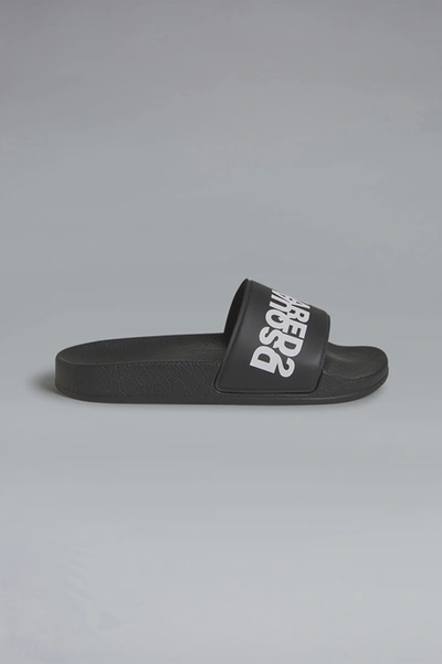 Dsquared2 Kids' Logo-print Slide Sandals In Black