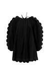 Naya Rea Daria Scalloped Cotton Poplin Dress In Black