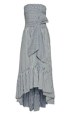 ANDRES OTALORA WOMEN'S EXCLUSIVE CAIMAN BELTED STRIPED COTTON STRAPLESS MAXI DRESS