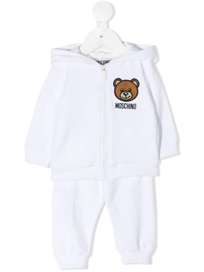 Moschino Babies' Zipped-hoodie Two-piece Set In White
