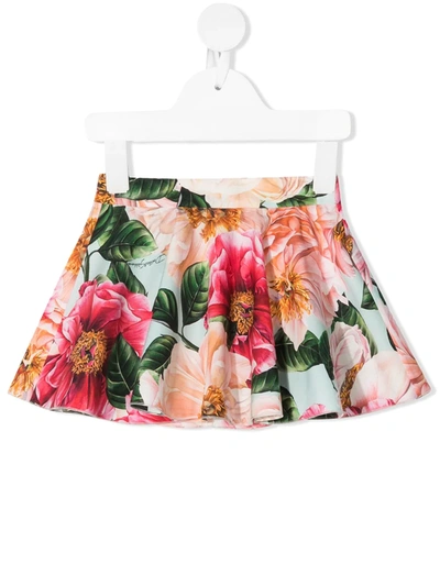 Dolce & Gabbana Babies' Floral Print Cotton Skirt In Ai Rosa