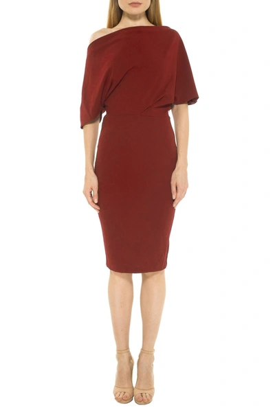 Alexia Admor Olivia Draped One-shoulder Dress In Red Ochre