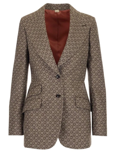 Gucci G-logo Jacquard Single-breasted Wool Jacket In Multicolor