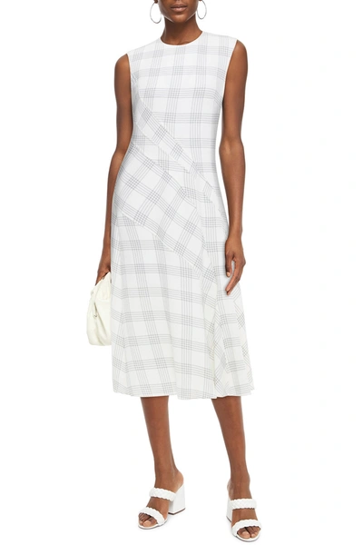 Cedric Charlier Checked Wool-blend Midi Dress In White