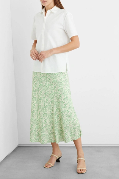 Iris & Ink Mary Printed Crepe De Chine Midi Skirt In Ivory