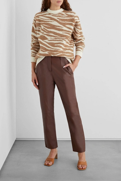 Iris & Ink Catherine Brushed Jacquard-knit Jumper In Camel