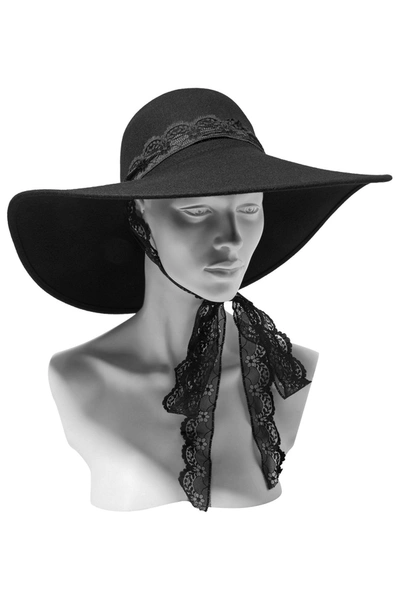 Eugenia Kim Bunny Lace-trimmed Wool-felt Hat In Black