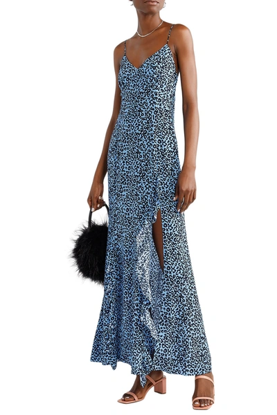 Les Rêveries Ruffled Leopard-print Silk Crepe De Chine Maxi Dress In Animal Print