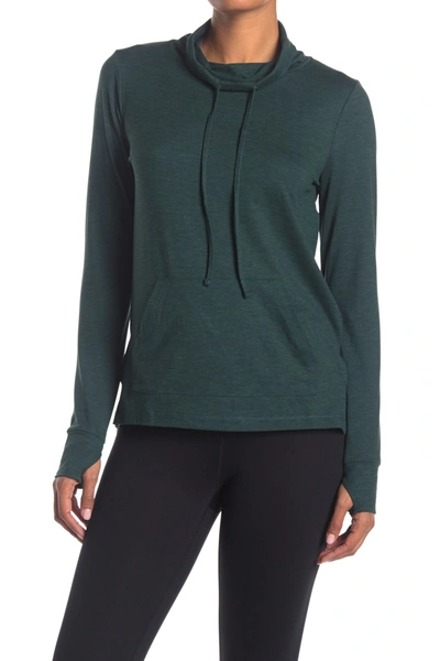 X By Gottex Funnel Neck High-low Pullover In Forest Htr