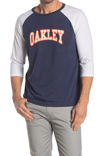 Oakley Sport Logo Print 3/4 Raglan Sleeve T-shirt In White