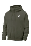 Nike Full Zip Club Hoodie In Twlymh/white