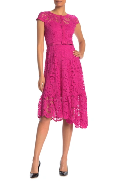 Nanette Lepore Cap Sleeve Lace Dress In Passionpi