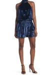 Ramy Brook Lori Metallic Velvet Sleeveless Mini Dress In Navy