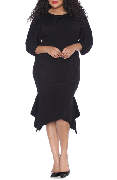 Slink Jeans Handkerchief Hem Sweater Dress In Black