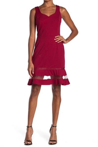 Adelyn Rae Jeanie Ruffle Hem Midi Dress In Wine