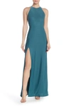 Love By Design Slinky Halter Maxi Dress In Atlantic Deep