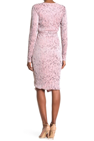 Rachel Rachel Roy Long Sleeve Pleated Knit Dress In Blush Silver