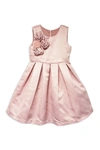 Joe-ella Kids' Alice Fit And Flare Rosette Dress In Light/pastel Pink