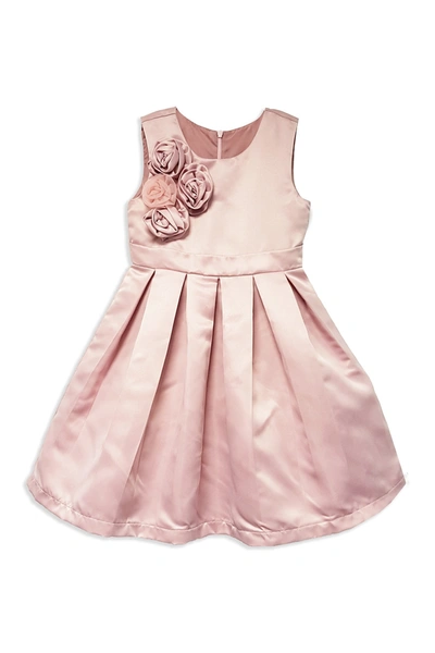 Joe-ella Alice Fit And Flare Rosette Dress In Light/pastel Pink