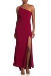Jump One-shoulder Side Cutout Gown In Wine