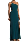 Jump One-shoulder Side Cutout Gown In Hunter