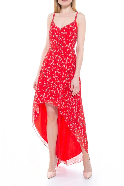 Alexia Admor Bailey Sweetheart High/low Maxi Dress In Red Ditzy