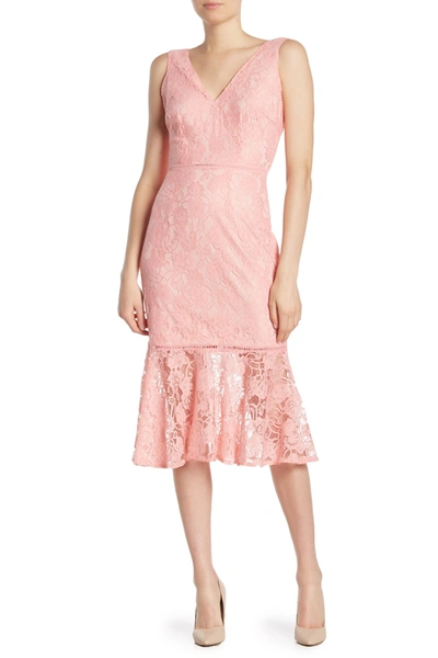 Alexia Admor Kourtney Lace Midi Dress In Peach