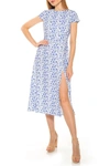 Alexia Admor Lily Crew Neck Midi Dress In Painted Blue Floral