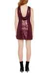 Alice And Olivia Kamryn Sequin Cowl Back Mini Dress In Merlot