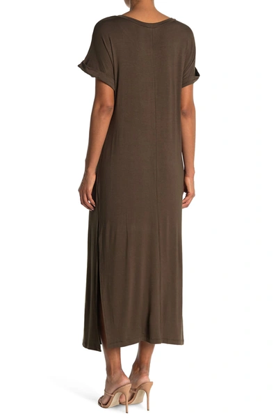 A.calin Short Sleeve Midi Dress In Olive