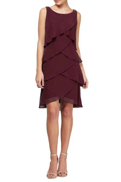 Slny Tulip Tier Chiffon Dress In Fig