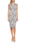 Alexia Admor Scuba Midi Sheath Dress In B/w Leopard