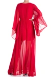 Meghan La Sunset Long Sleeve Maxi Dress In Cherry