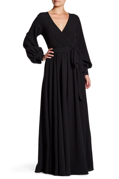 Meghan La Lilypad Solid Wrap Maxi Dress In Black