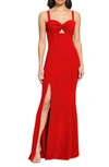 Dress The Population Brooke Twist Front Gown In Rouge
