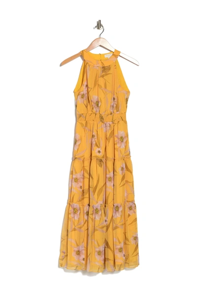 Ted Baker Cabana Printed Tiered Mini Dress In Yellow