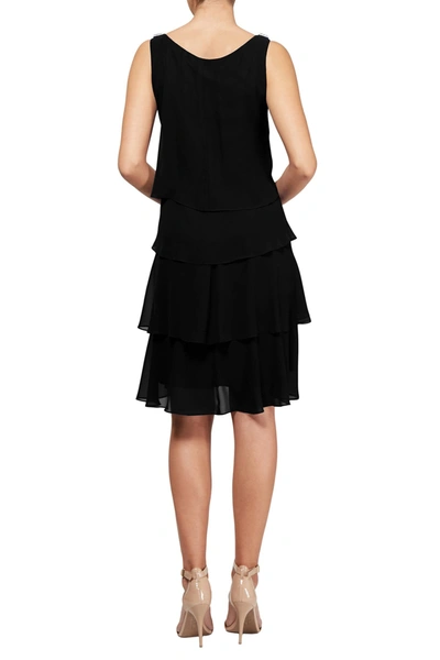 Slny Tulip Tier Chiffon Dress In Black