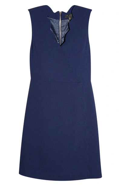 Ted Baker Furnaed Scallop Cocktail Dress In Navy