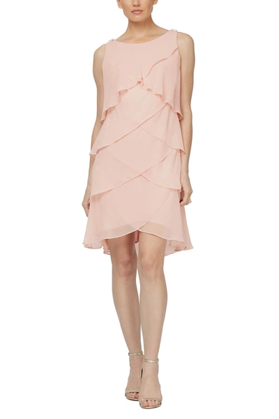 Slny Tulip Tier Chiffon Dress In Faded Rose