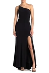 Jump One-shoulder Side Cutout Gown In Black