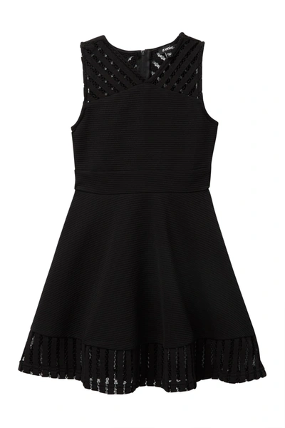 Zunie Kids' Sleeveless Fishnet Trim Dress In Black