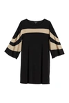 Nina Leonard Jewel Neck Miracle Matte Jersey Dress In Black/tan