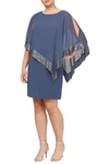 Slny Foil Trim Asymmetrical Popover Dress In Lilac Haze