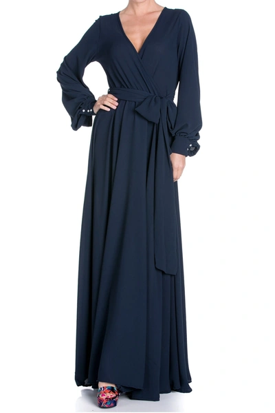 Meghan La Lilypad Solid Maxi Dress In Navy